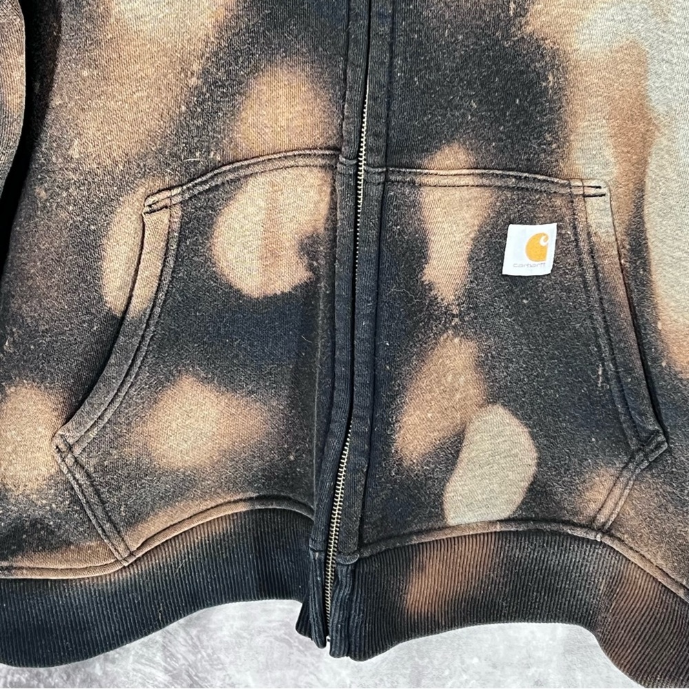 Carhartt Womens XL Black Clarksburg Full Zip Hoodie Sweater Jacket Custom Dyed - Picture 9 of 12